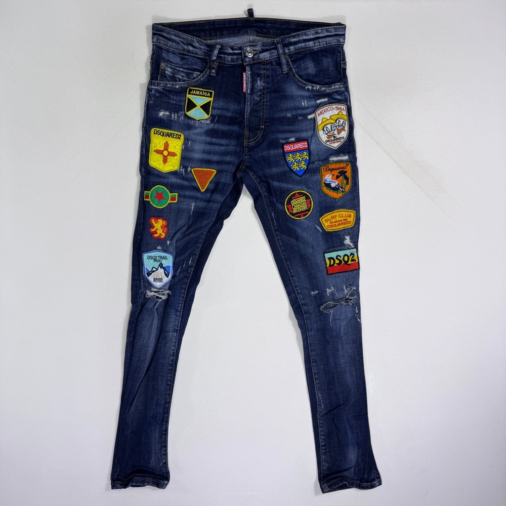 Dsquared2 Cool Guy Jeans Mens 30x30 Distressed Multi Patch Denim Italy Street